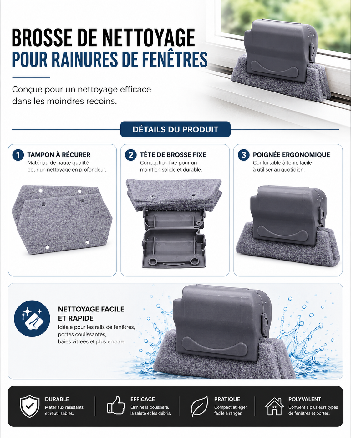 PropreRail™ – Brosse à Rainures