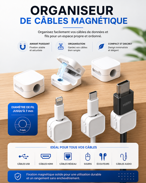 EasyCable™ – Gestionnaire Magnétique de Câbles
